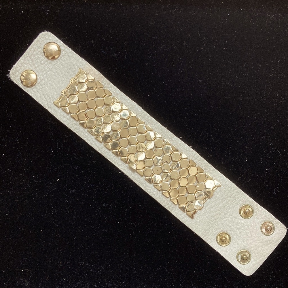 Cream Leather Cuff Bracelet